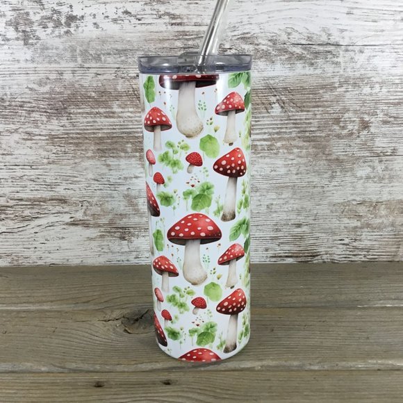 Red and White Mushroom 20 oz Skinny Tumbler - Picture 1 of 5